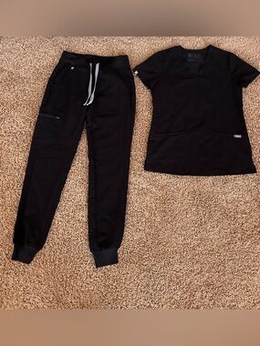 Figs Black Scrub Set XXS